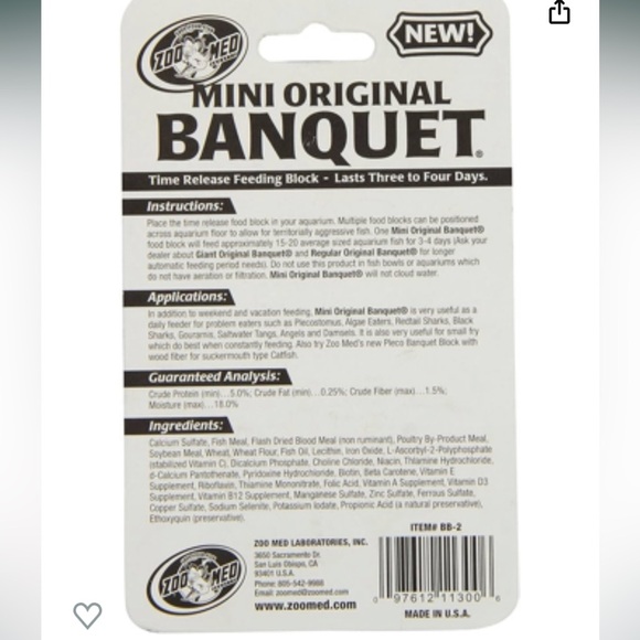 Zoo Med Laboratories AZMBB2 Mini Banquet Block Feeders, Fish,‎ 0.02 pounds - Picture 3 of 4